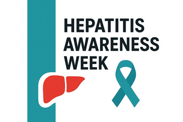 Hepatitis Awareness Week Ribbon and Liver Health Campaign Medical Poster