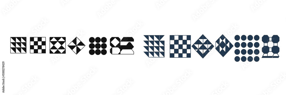 Poster unique abstract geometric patterns showcase a variety of shapes and arrangements in monochrome desig