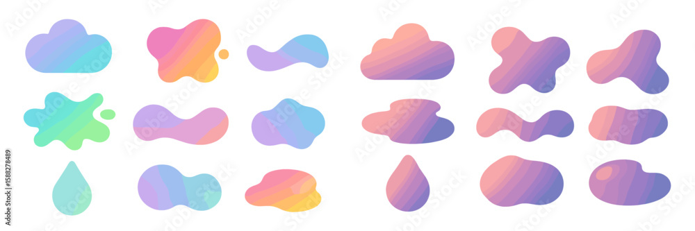 Poster colorful abstract shapes in pastel hues create a vibrant composition suitable for various design pro