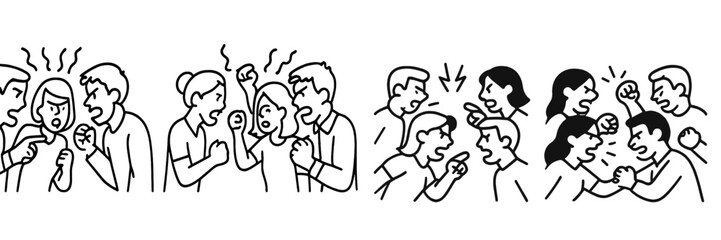 Engaged individuals in intense discussions illustrating conflict and disagreement in a social setting
