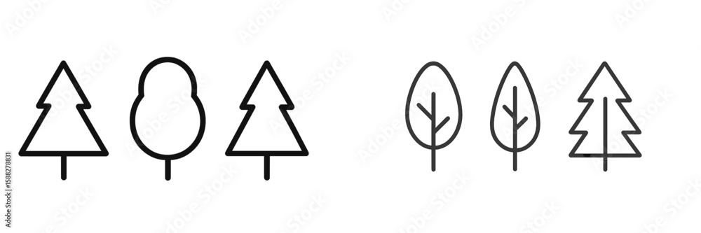 Aufkleber outline of various tree shapes illustrating the diversity of trees in a minimalist design