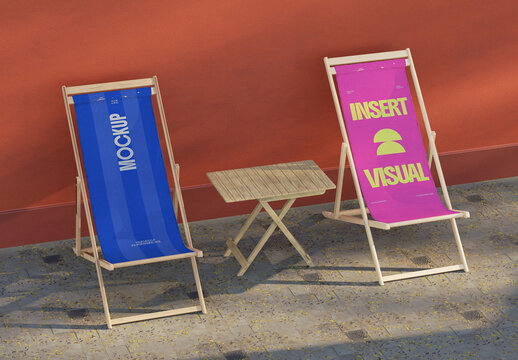 Wooden Deck Chair Mockup