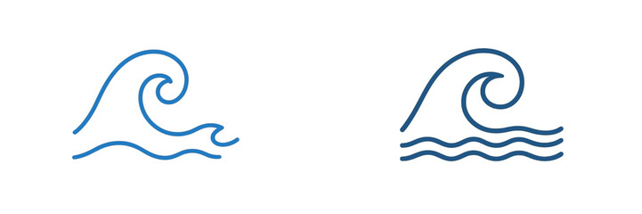 Wave illustrations depicting ocean waves in two different styles showcasing fluid motion and natural beauty
