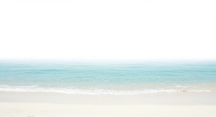 Obraz premium 穏やか波穏やかな白い砂浜 柔らかな光が輝く海景. AI Generated