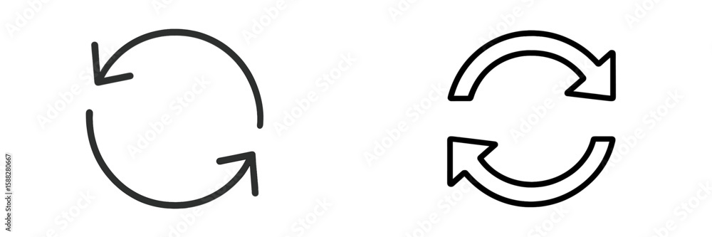 Poster circular arrow symbols representing refresh actions in design or user interfaces, showcasing two dif