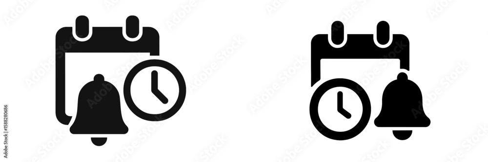 Poster reminder icons for scheduling and time management displayed against a plain background
