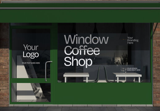 Coffee Shop Exterior Window Mockup