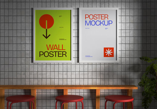Coffee Shop Wall Poster Mockup