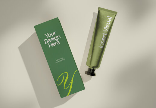 Cosmetic Metallic Tube Packaging Mockup