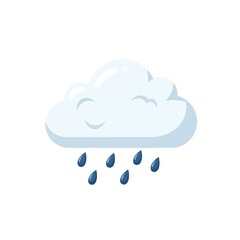 Cartoon illustration of a cumulus cloud with rain drops falling.