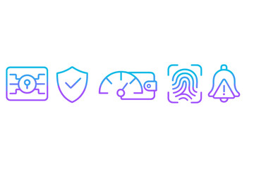 Security icons representing digital protection and authentication in modern technology trends