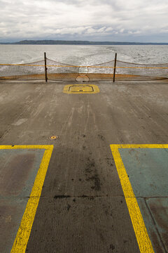 The empty car deck of the Spokane ferry, Seattle