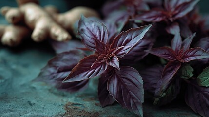 Herbs: Red basil, ginger