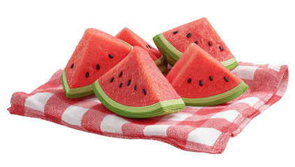 Animation watermelon die cut no bg png for summer fruit and picnic time decoration purpose.
