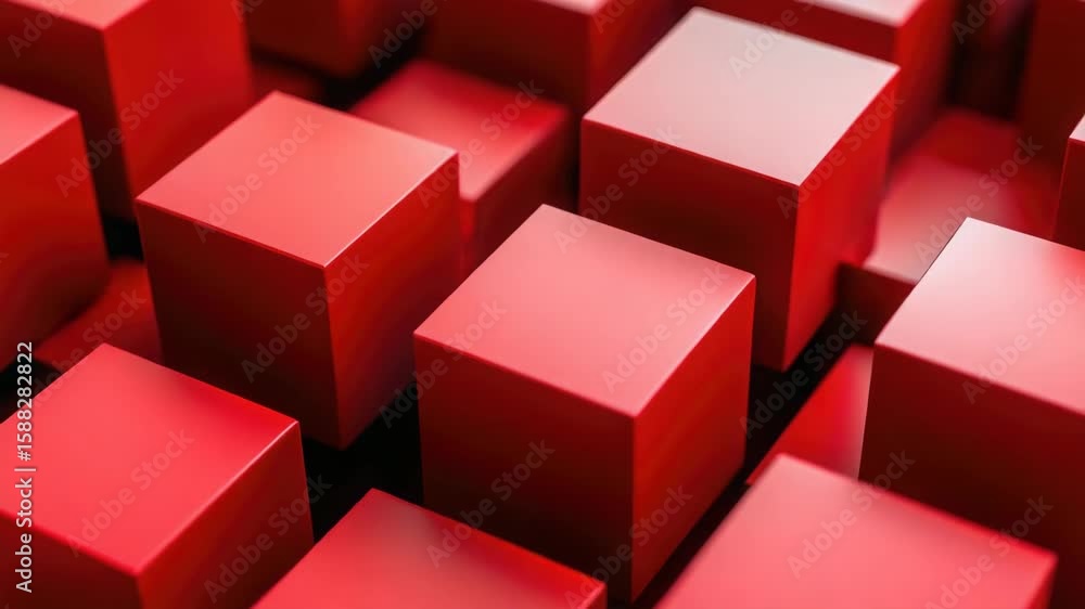Aufkleber red digital rendering with geometric shapes. stacked cubes create an abstract and modern design.