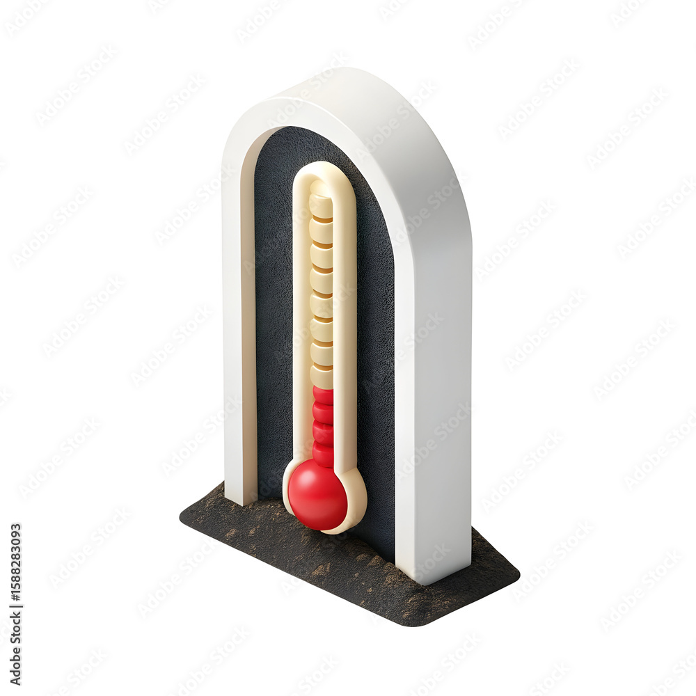 Poster red thermometer progress indicator isolated on a transparent background