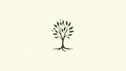 Obraz premium Simple illustration of a tree with roots and leaves.