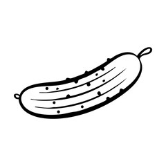 A black and white illustration of a pickle hand drawing vector illustration