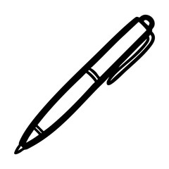 A black and white line drawing of a pen hand drawing vector illustration