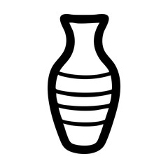 A black outline drawing of a vase on a white background hand drawing vector illustration