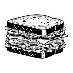 Black and White Stacked Sandwich 