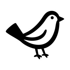 A stylized black bird icon on a white background hand drawing vector illustration