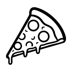Black and white line drawing of a slice of pizza hand drawing vector illustration