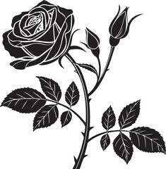 Elegant Rose Silhouette Vector | Floral Clipart for Romantic & Vintage Designs
