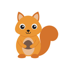 Fototapeta premium kawaii squirrel holding an acorn vector flat colour