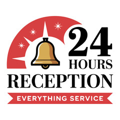 service wGolden Bell and Clock Frame Hotel Service Emblem
 