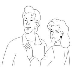 Fototapeta premium Couple Hugging, Minimal Line Art Illustration of Love and Intimacy