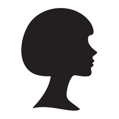 Elegant Female Face Silhouette, Black on White, Minimal Portrait