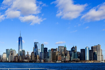 New York City Skyline with One World Trade Center on a Clear Day