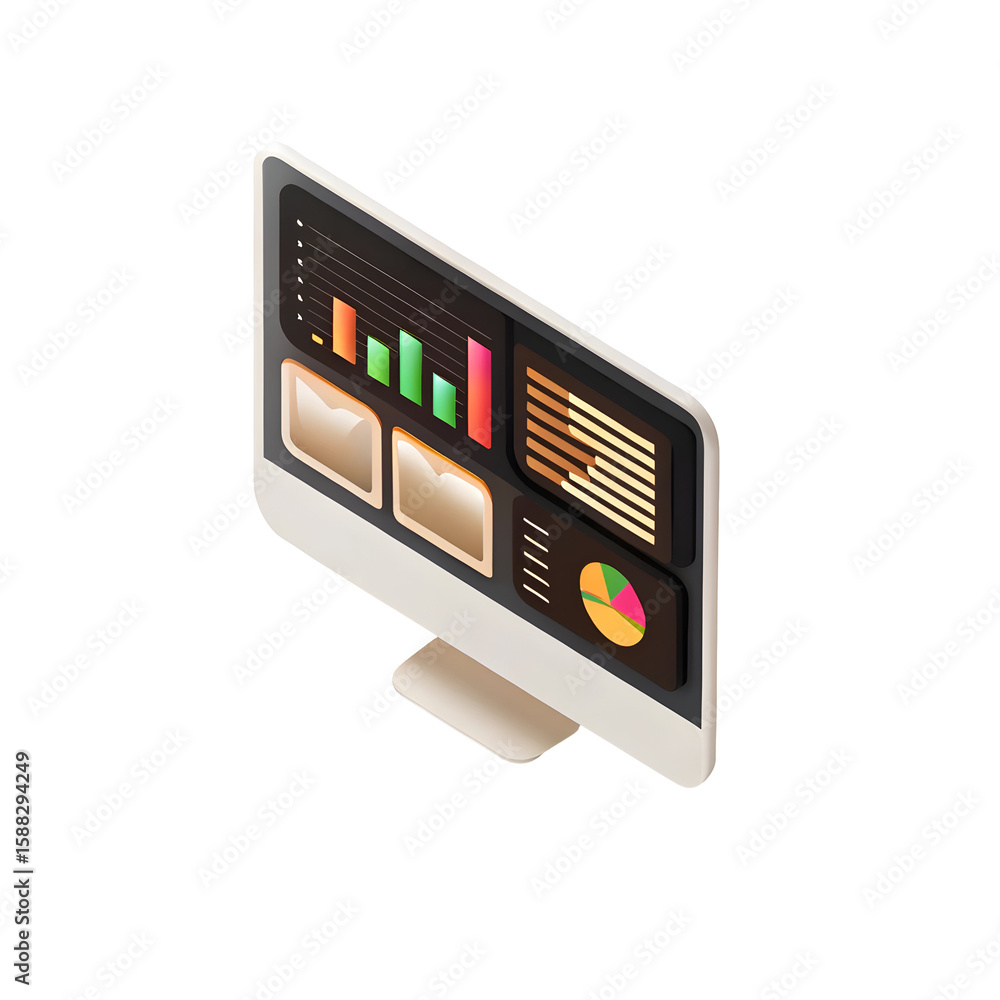Poster isometric dashboard display isolated on a transparent background