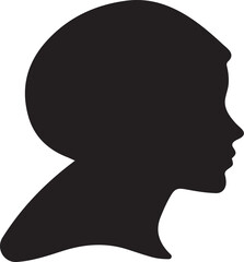 Elegant Arab Woman Face Silhouette in Hijab, Black on White, Minimal Portrait