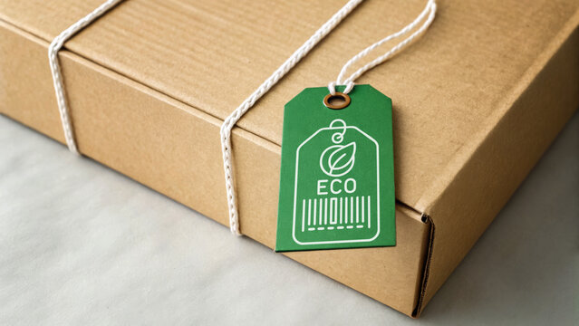 Sustainable export business packaging with eco label promotes green practices and responsibility