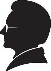 Elegant Grandfather Face Silhouette, Black on White, Minimal Portrait