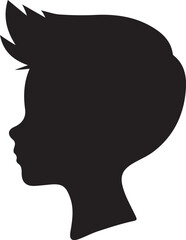 Elegant Young Boy Face Silhouette, Black on White, Minimal Portrait