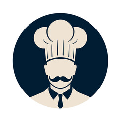 Chef Logo or Avatar, Minimal Silhouette of Cook in Hat