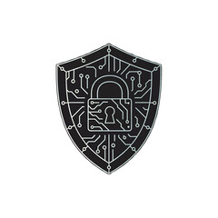Digital Security Shield with Padlock Icon