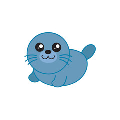 Obraz premium -kawaii-seal-with-round-body--vector-flat-colour-c (1).eps