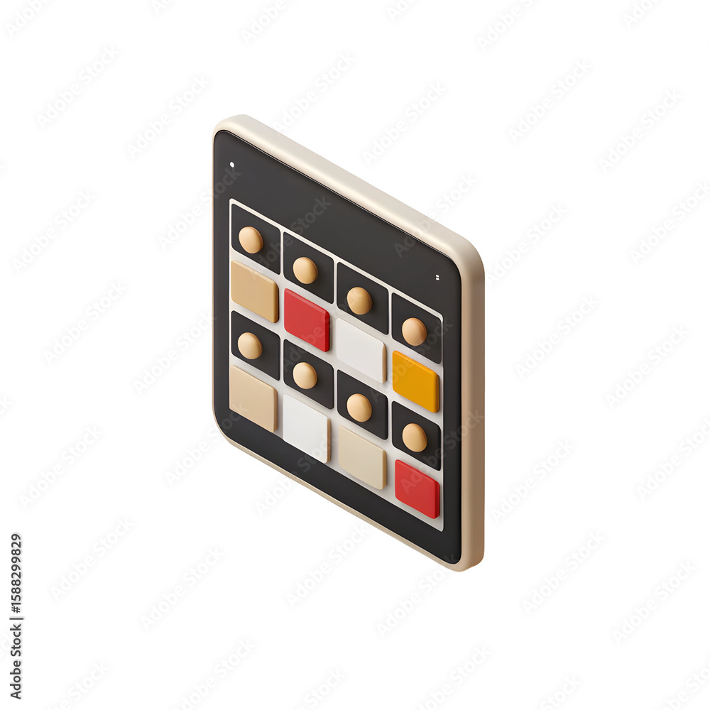 Poster isometric grid with colored blocks isolated on a transparent background