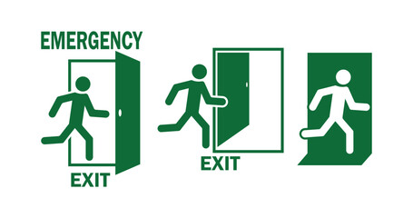 Emergency Exit Sign Icons – Running Man Door Symbols