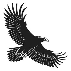 Majestic eagle soaring with spread wings over white background