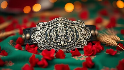Traditional kueh lapis dessert with red and white frosting patterns on marble plate.