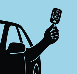 Silhouette of Hand Giving Car Key Outside Vehicle Window
