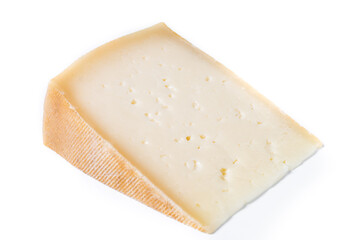 Wedge of Aged Hard Cheese isolated on white background