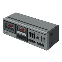 Obraz premium Retro Dual Cassette Deck Illustration