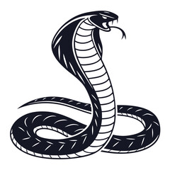 Fototapeta premium Fierce Cobra Snake Illustration With Hood Displayed Ready to Strike