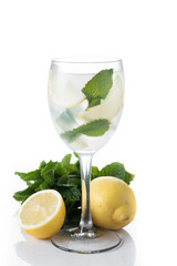 Hugo Spritz cocktail in glass isolated on white background